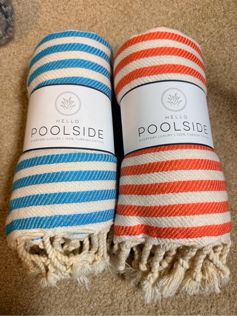 Pair of Beach House Poolside Striped Throws - Blue & Orange
